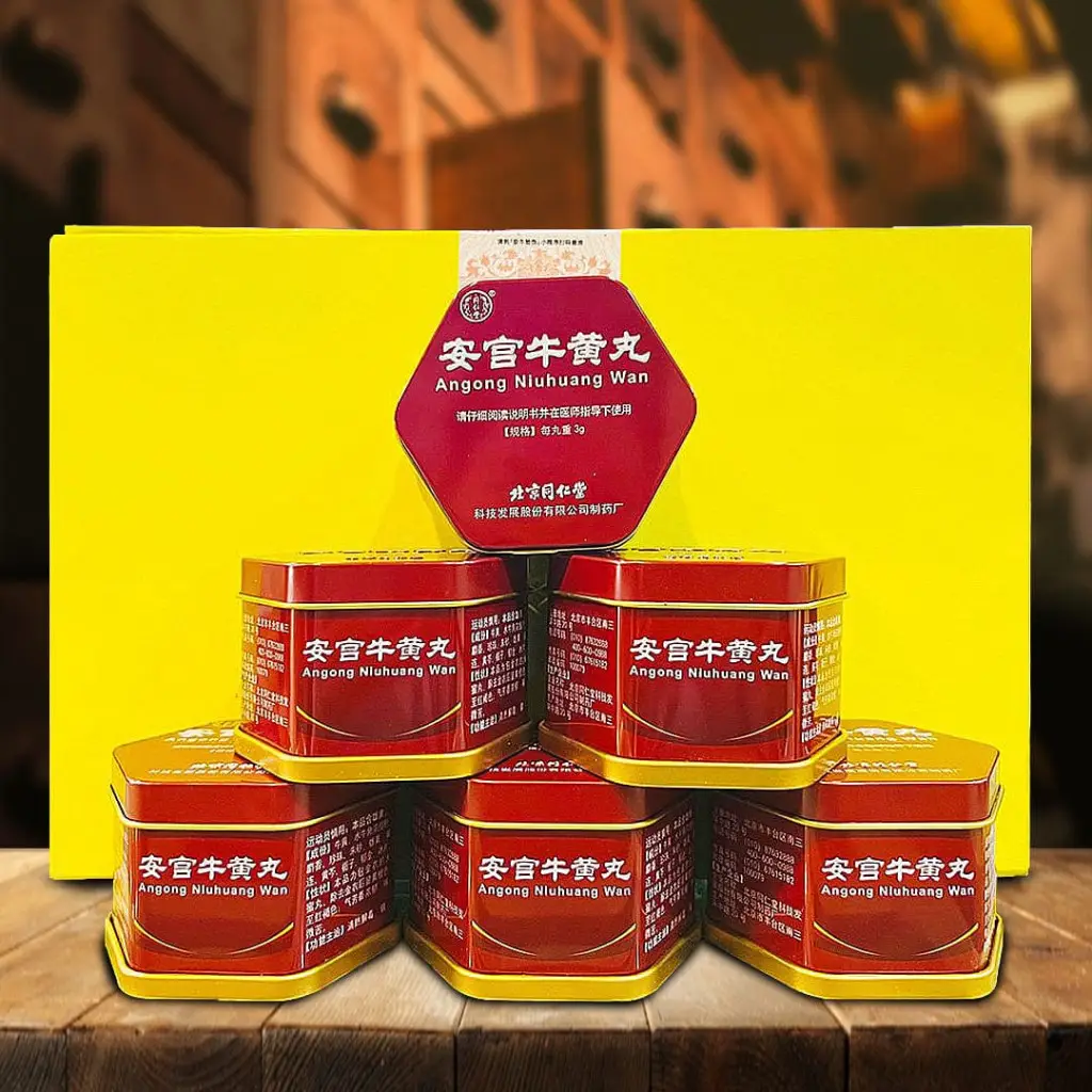 Combo 6 Hộp An Cung Ngưu Đồng Nhân Đường Hộp Thiếc Lục Giác