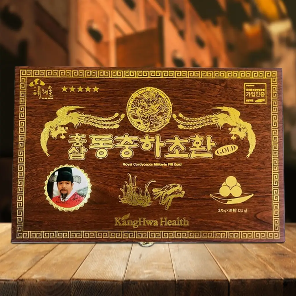 Đông Trùng Hạ Thảo Nhân Sâm Cao Cấp Hộp Gỗ 30 Viên D048