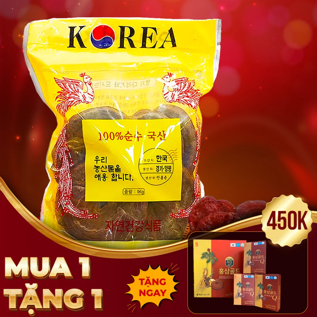 Nấm Linh Chi Đỏ Hàn Quốc Túi 1Kg ( 3-6 Tai )
