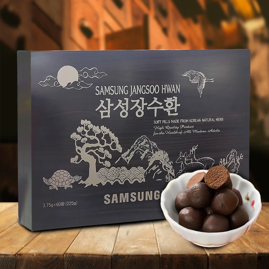 An Cung Bổ Não Trầm Hương Samsung Jangsoo Hwan Hàn Quốc Hộp Gỗ Đen 60 viên