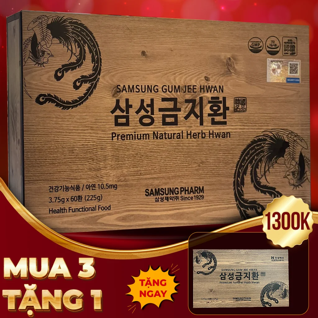 An Cung Ngưu Hoàng Samsung Gum Jee Hwan Hộp Gỗ 60 viên