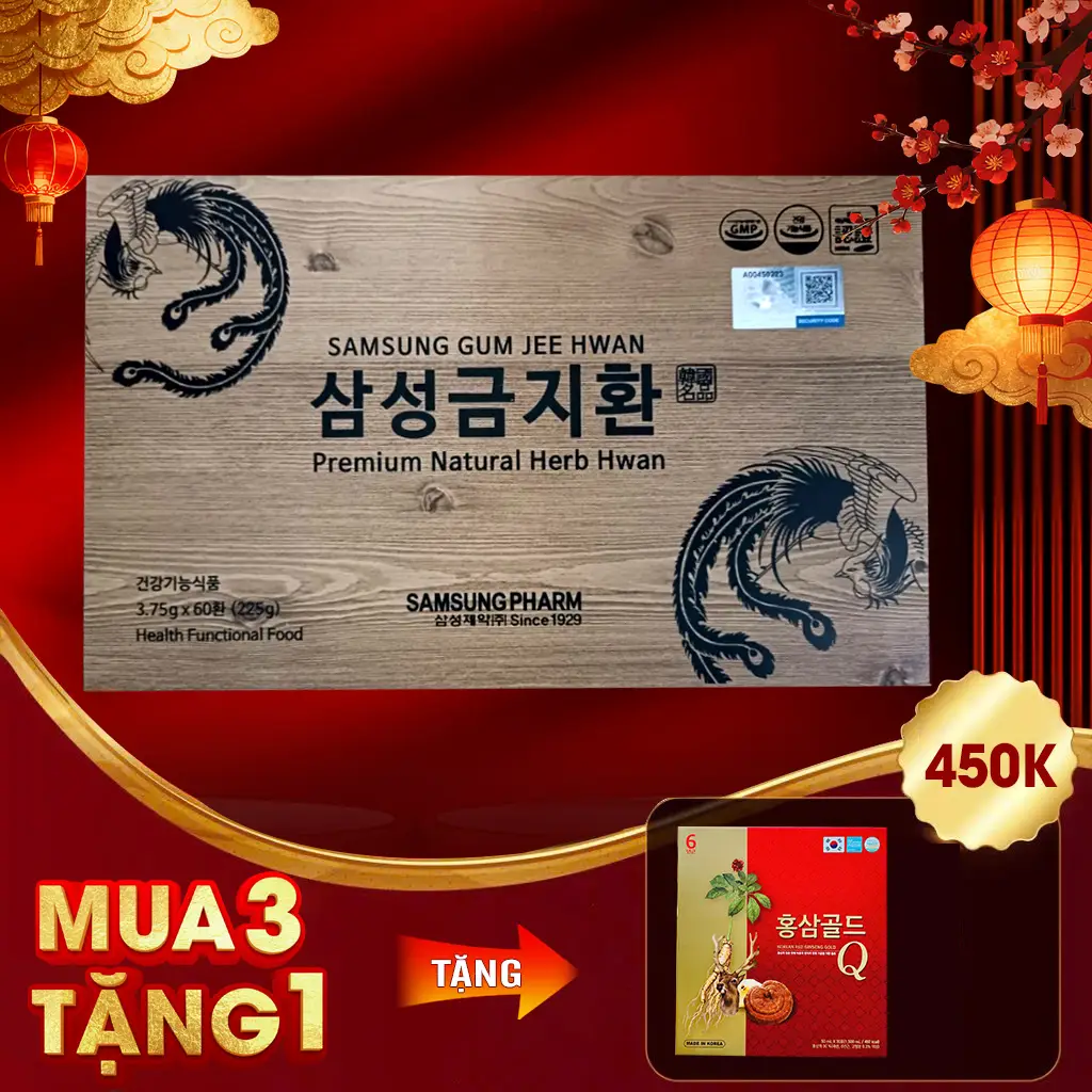 An Cung Ngưu Hoàng Samsung Gum Jee Hwan Hộp Gỗ 60 viên