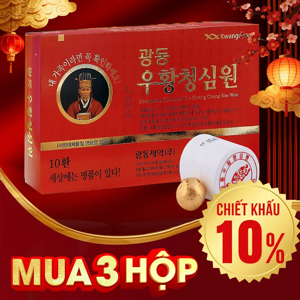 An Cung Ngưu Vũ Hoàng Thanh Tâm Kwangdong Hàn Quốc Hộp 10 Viên