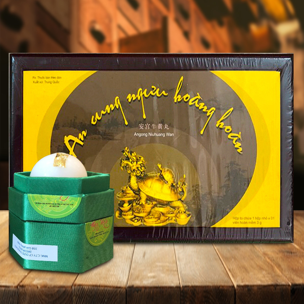An Cung Ngưu Hoàng Hoàn Rùa Vàng Long Quy Trung Quốc Hộp 1 Viên